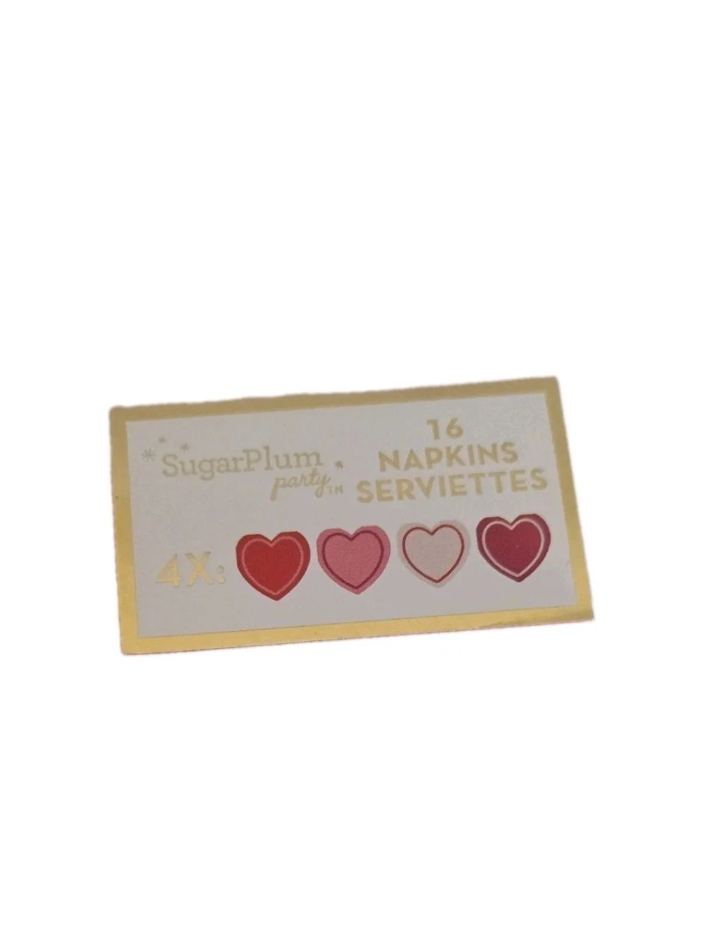 Sugar Plum Heart Shaped Napkins Gold Foil 16 Count Lot of 3 Valentine's Day New